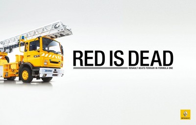 Camión amarillo del anuncio de Renault