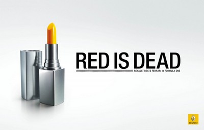 Lápiz de labios amarillo del anuncio de Renault