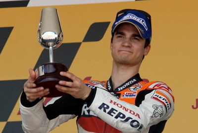 Dani Pedrosa en el podio de Jerez en 2008/ motogp.com
