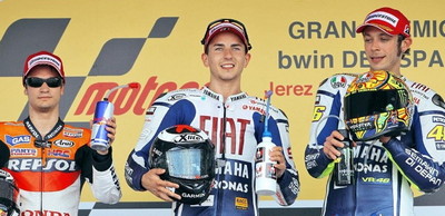 Dani Pedrosa en el podio de Jerez en 2010/ motogp.com