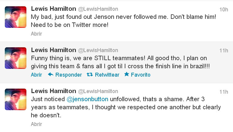 Lewis Hamilton en Twitter