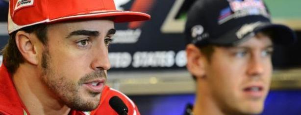 Fernando Alonso y Sebastian Vettel en rueda de prensa