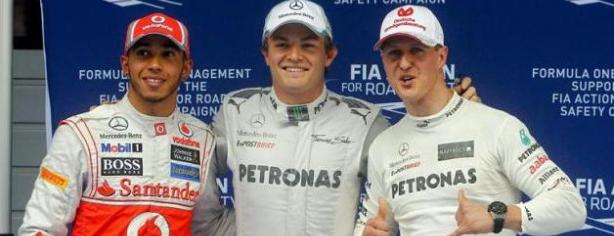 Lewis Hamilton, Nico Rosberg y Michael Schumacher/ lainformacion.com/ EFE