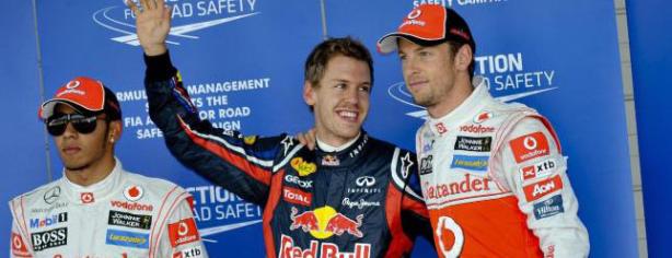 Sebastian Vettel, Jenson Button y Lewis Hamilton/ lainformacion.com/ EFE
