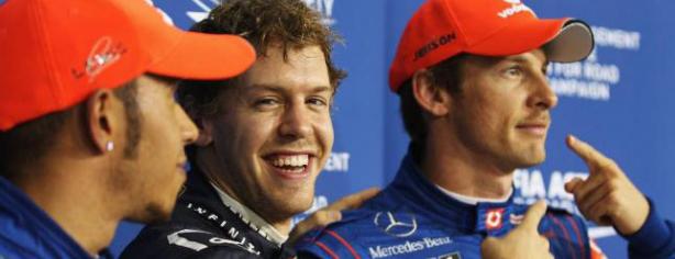 Sebastian Vettel, Lewis Hamilton yJenson Button/ lainformacion.com/ Getty Images