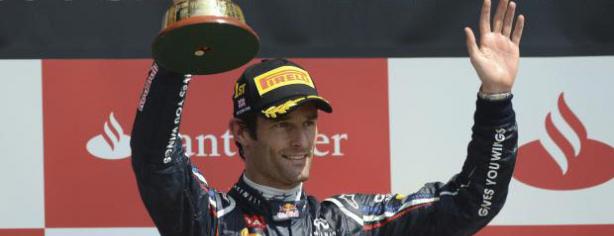 Mark Webber en el podio de Silverstone/ lainformacion.com