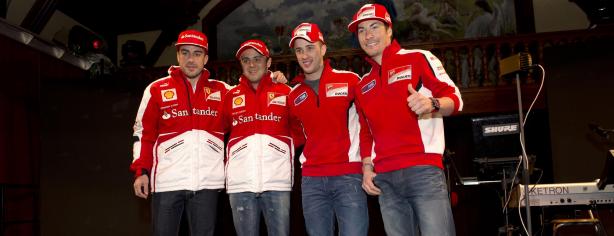 Los pilotos de Ducati y Ferrari en el Wrooom 2013
