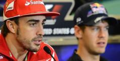Fernando Alonso y Sebastian Vettel en rueda de prensa