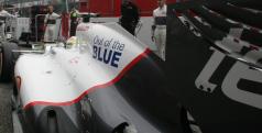 Imagen del Sauber con el lema "Out of the Blue" en China