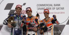 Rossi, Márquez y Pedrosa en el podio de Qatar