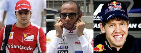 Massa, Hamilton y Vettel
